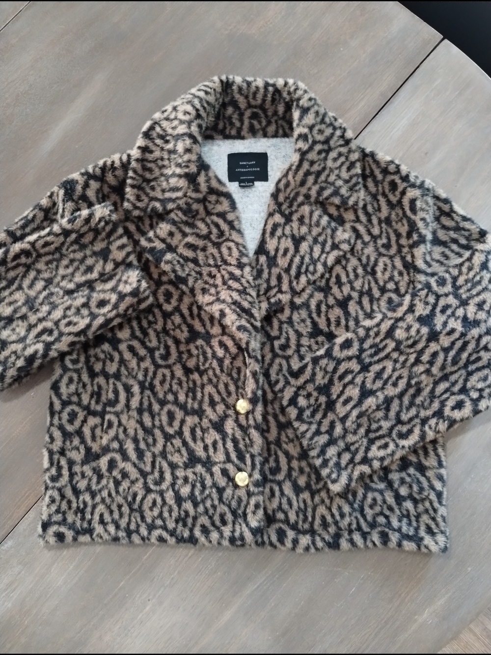 Sanctuary x Anthropologie Leopard Faux Fur Jacket L Animal Print Plush - Picture 4 of 10